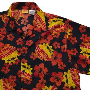 Hawaiian Tropic Aloha Shirt Floral Print Short Sleeve Button‎ Up Mens XL